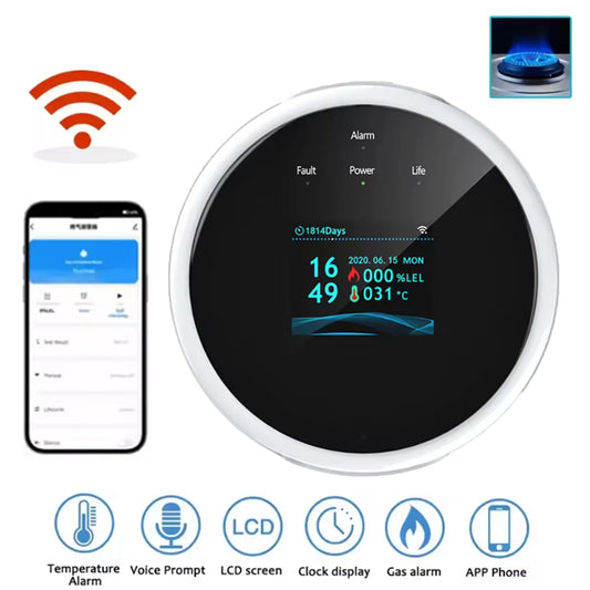 UK Home Safe Smart Leak Detector
Wi-Fi Natural Gas Leak Detector with App Control | Digital LED Alarm | High Sensitivity | EU Plug